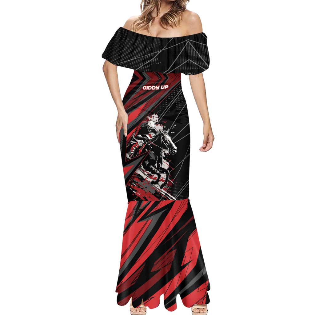 Custom Horse Racing Mermaid Dress Giddy Up