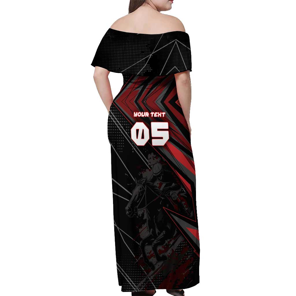 Custom Horse Racing Off Shoulder Maxi Dress Giddy Up