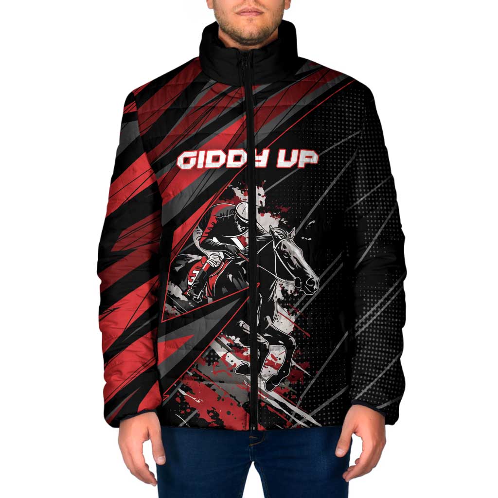 Custom Horse Racing Padded Jacket Giddy Up