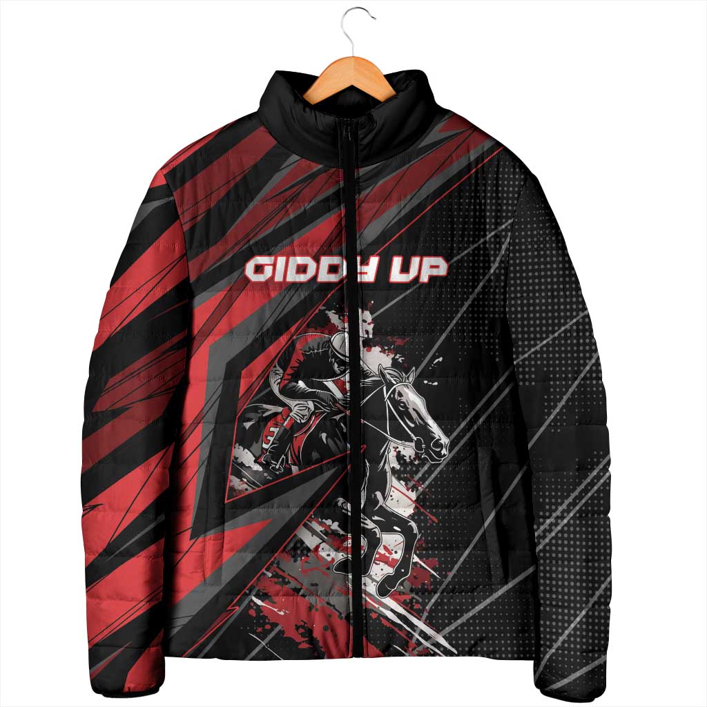 Custom Horse Racing Padded Jacket Giddy Up