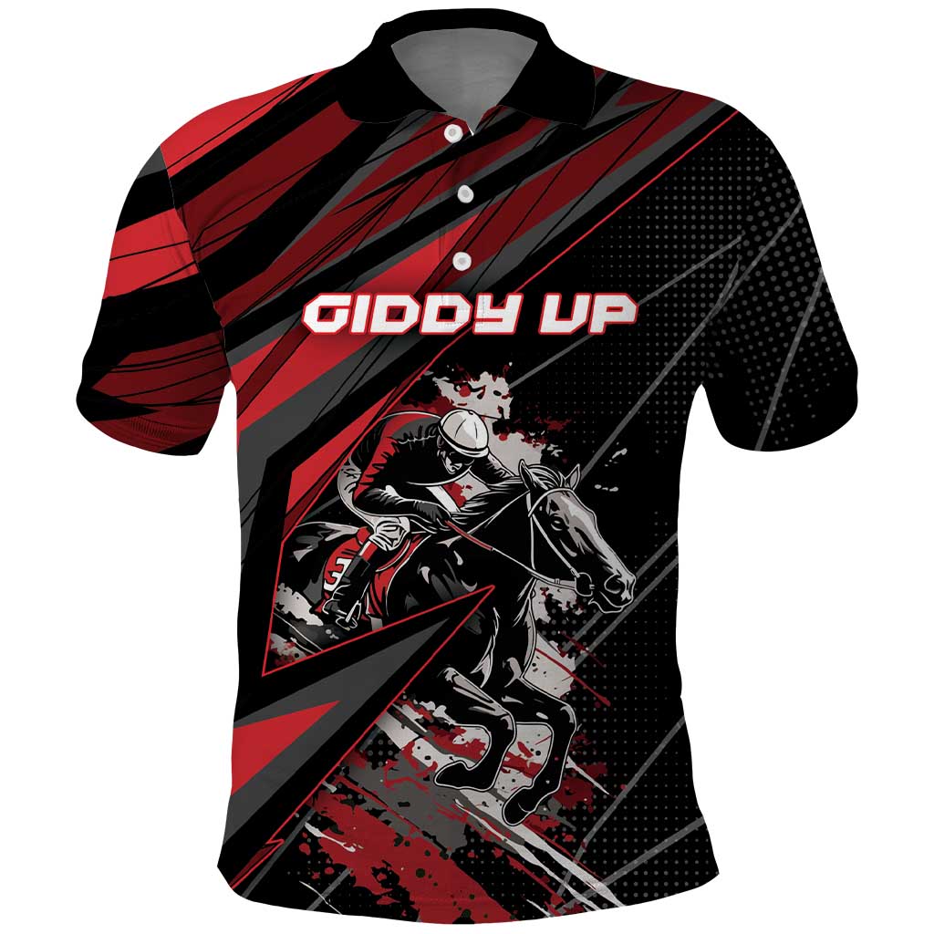 Custom Horse Racing Polo Shirt Giddy Up