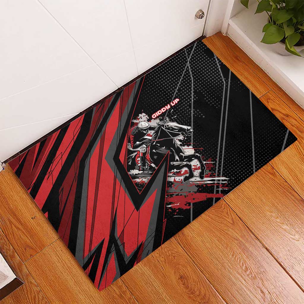 Horse Racing Rubber Doormat Giddy Up