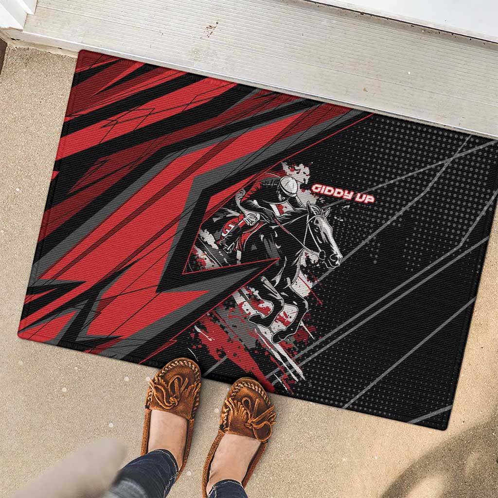 Horse Racing Rubber Doormat Giddy Up