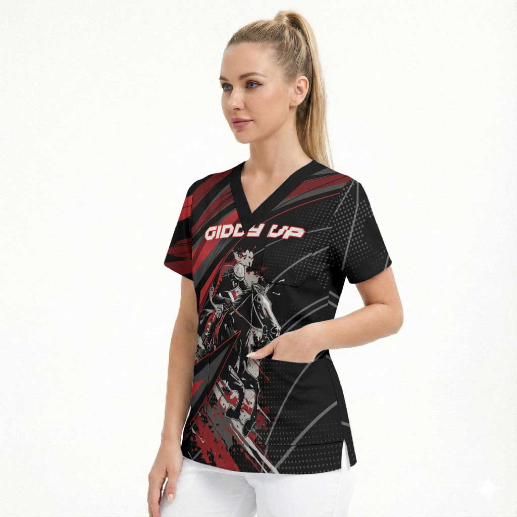 Custom Horse Racing Scrub Top Giddy Up