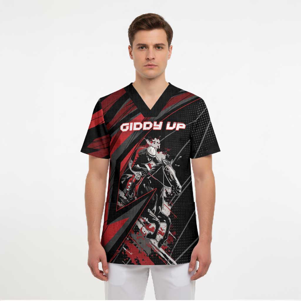 Custom Horse Racing Scrub Top Giddy Up