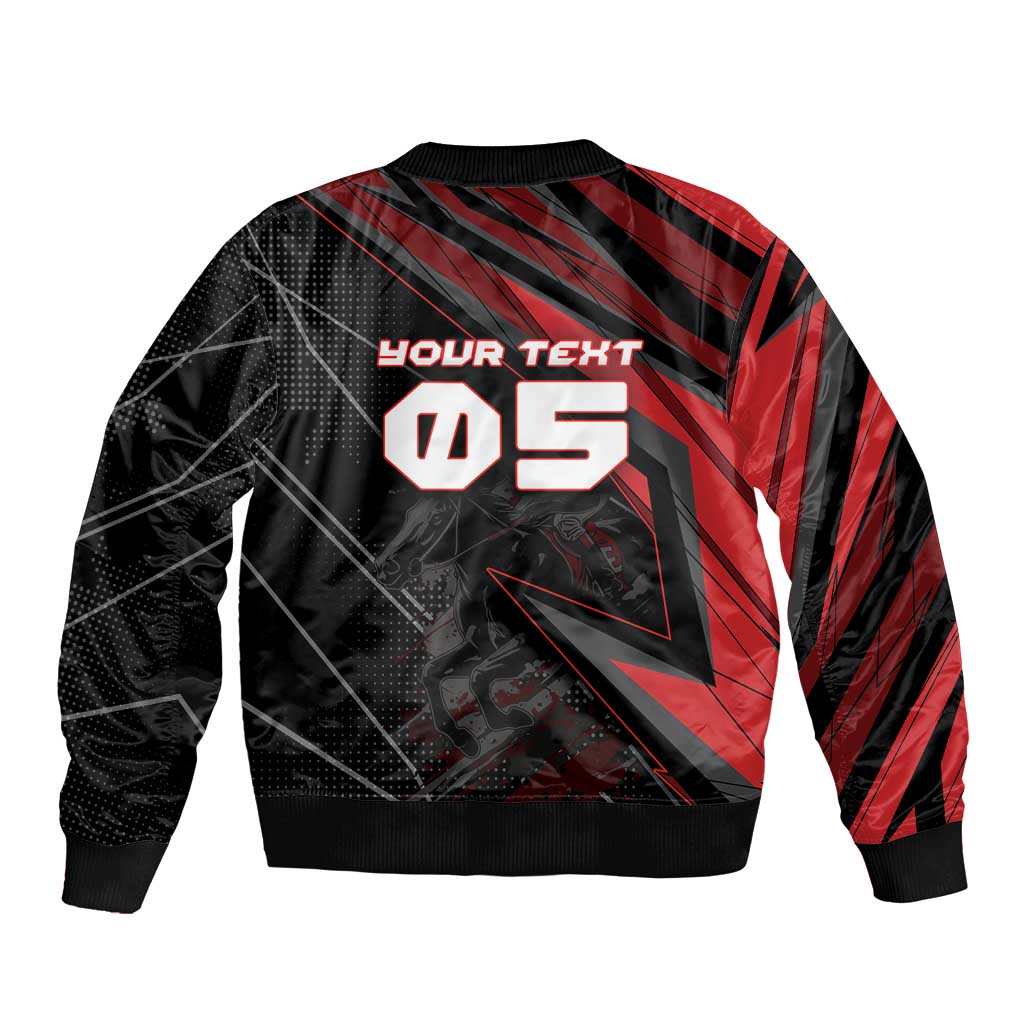 Custom Horse Racing Sleeve Zip Bomber Jacket Giddy Up