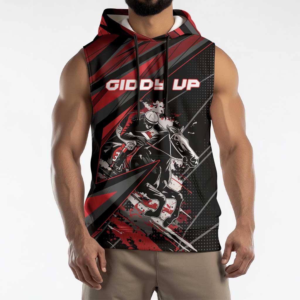 Custom Horse Racing Sleeveless Hoodie Giddy Up