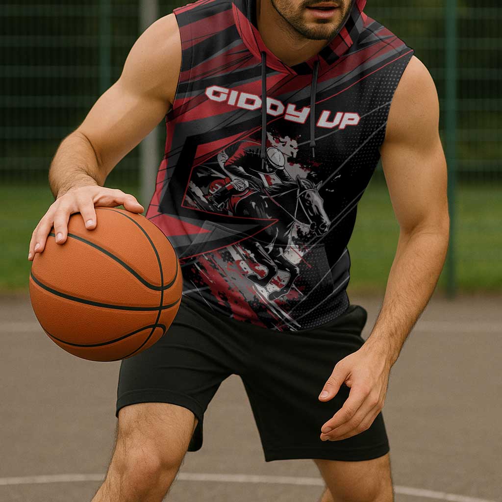 Custom Horse Racing Sleeveless Hoodie Giddy Up