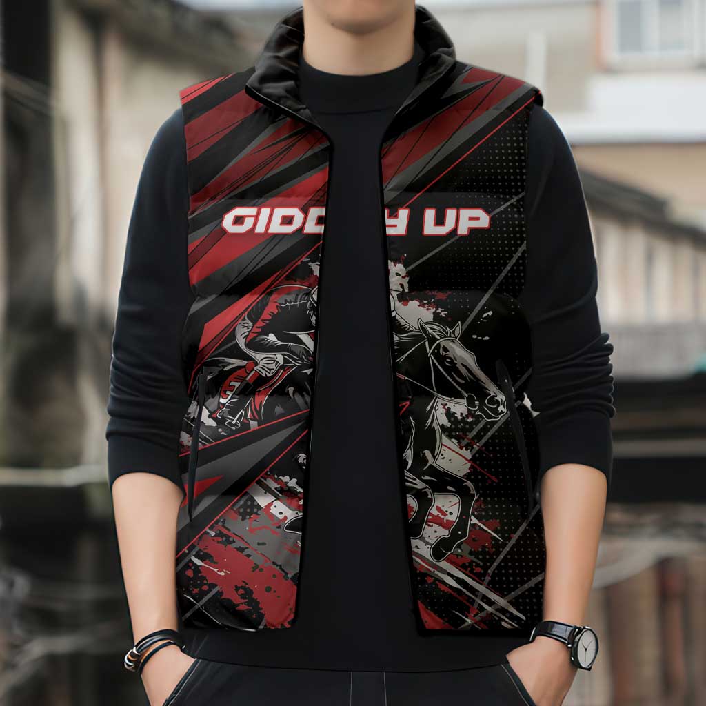 Custom Horse Racing Sleeveless Puffer Jacket Giddy Up