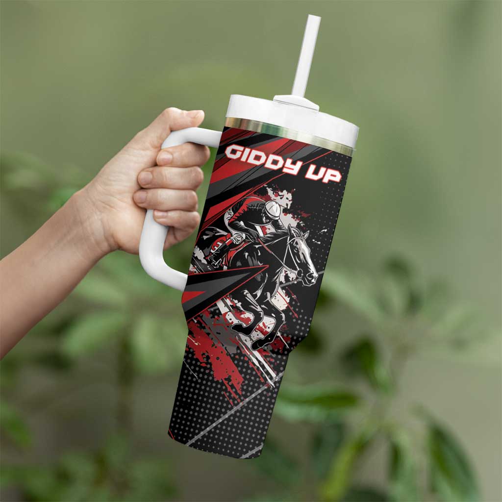 Custom Horse Racing Tumbler With Handle Giddy Up