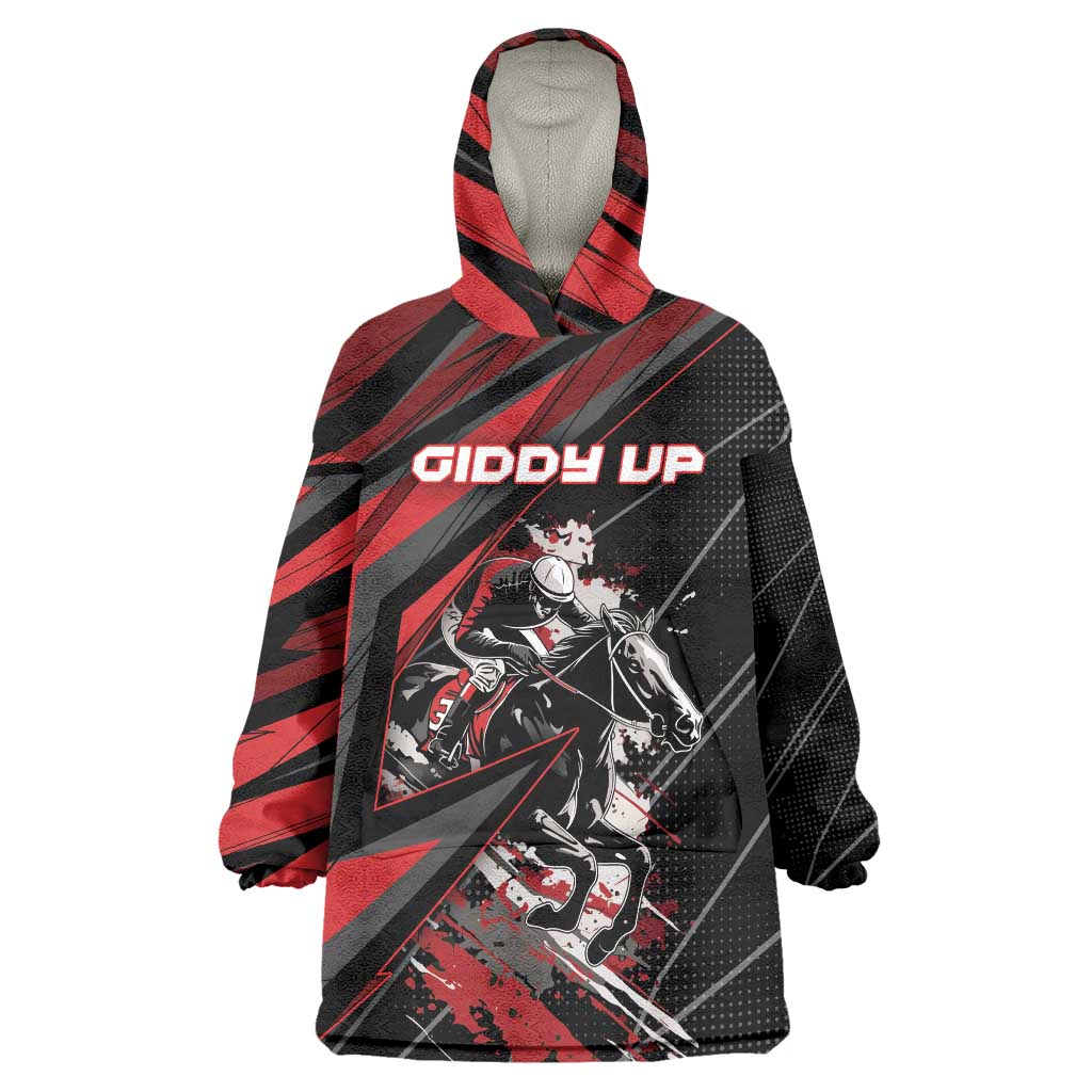 Custom Horse Racing Wearable Blanket Hoodie Giddy Up