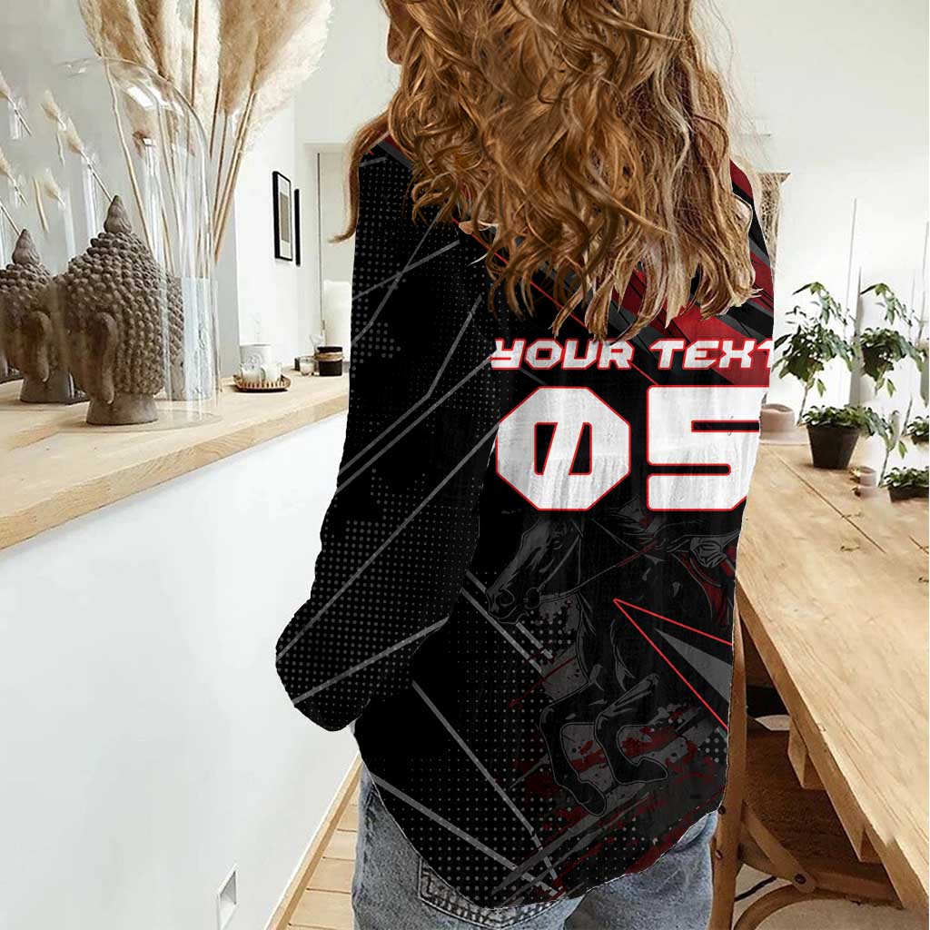 Custom Horse Racing Women Casual Shirt Giddy Up