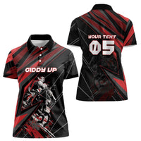 Custom Horse Racing Women Polo Shirt Giddy Up
