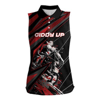 Custom Horse Racing Women Sleeveless Polo Shirt Giddy Up