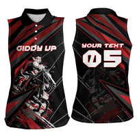 Custom Horse Racing Women Sleeveless Polo Shirt Giddy Up