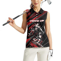 Custom Horse Racing Women Sleeveless Polo Shirt Giddy Up