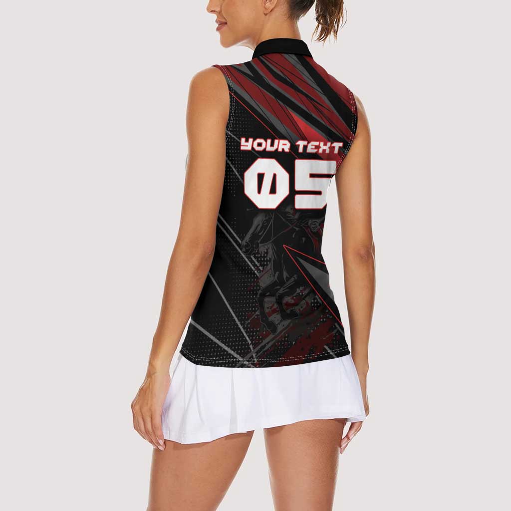 Custom Horse Racing Women Sleeveless Polo Shirt Giddy Up