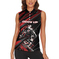Custom Horse Racing Women Sleeveless Polo Shirt Giddy Up