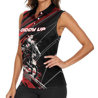Custom Horse Racing Women Sleeveless Polo Shirt Giddy Up