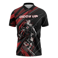 Custom Horse Racing Zipper Polo Shirt Giddy Up