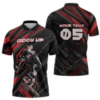 Custom Horse Racing Zipper Polo Shirt Giddy Up