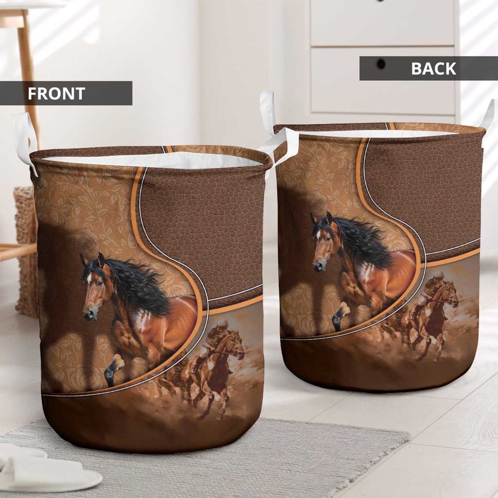 Horse Racing Laundry Basket Royal Race Leather Effect