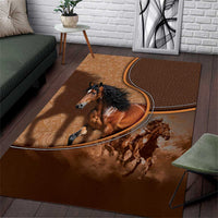 Horse Racing Area Rug Royal Race Leather Effect