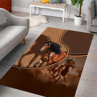 Horse Racing Area Rug Royal Race Leather Effect