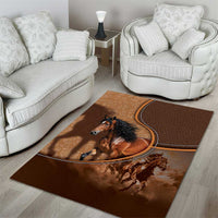 Horse Racing Area Rug Royal Race Leather Effect