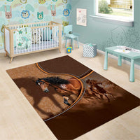 Horse Racing Area Rug Royal Race Leather Effect