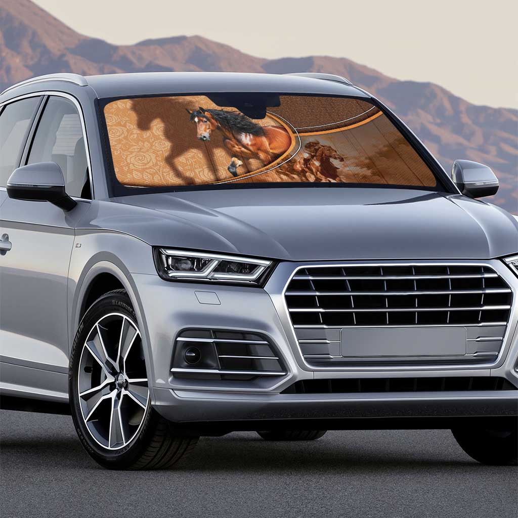 Horse Racing Auto Sun Shade Royal Race Leather Effect