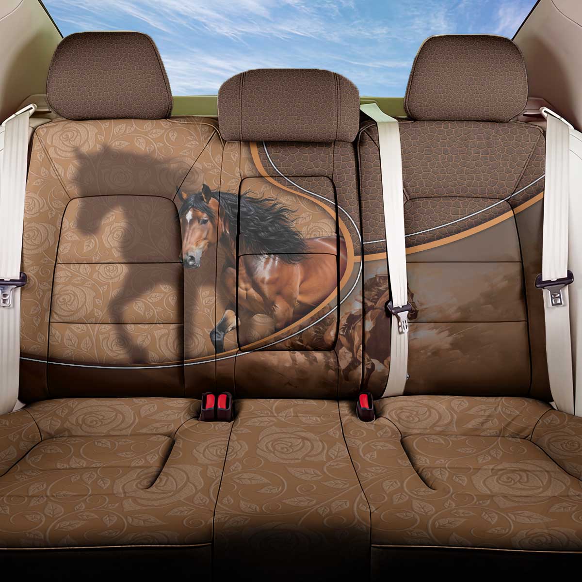 Horse Racing Back Car Seat Cover Royal Race Leather Effect