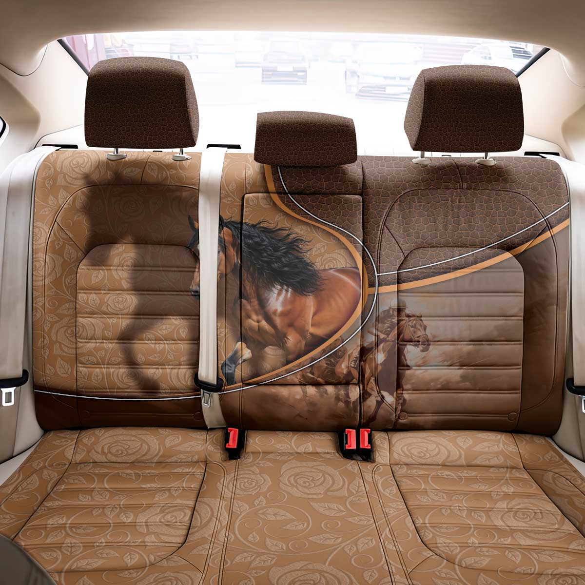 Horse Racing Back Car Seat Cover Royal Race Leather Effect