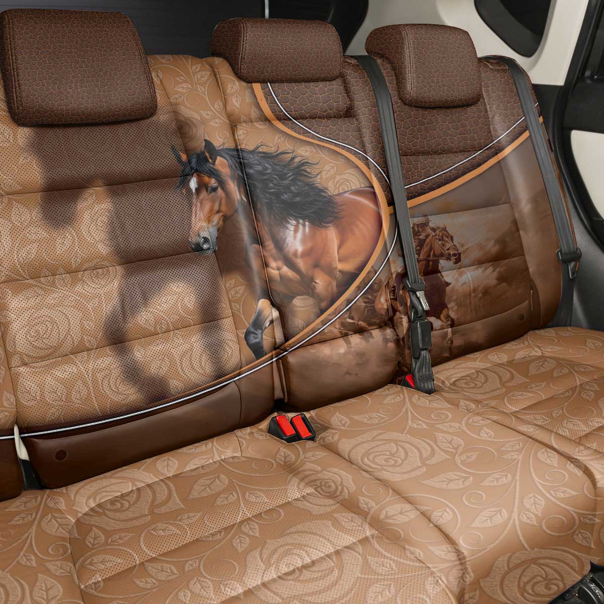 Horse Racing Back Car Seat Cover Royal Race Leather Effect