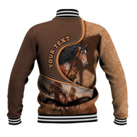 Personalized Horse Racing Baseball Jacket Royal Race Leather Effect