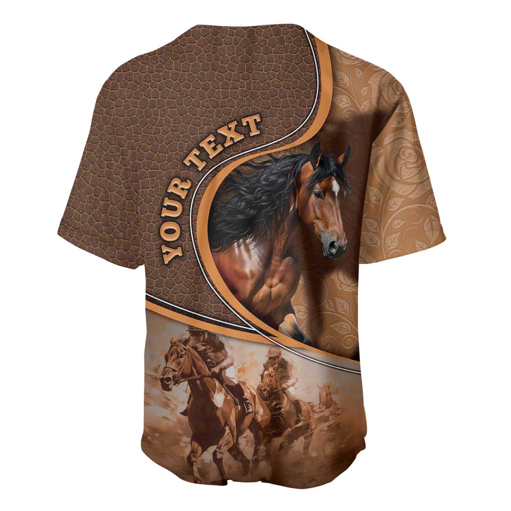 Personalized Horse Racing Baseball Jersey Royal Race Leather Effect