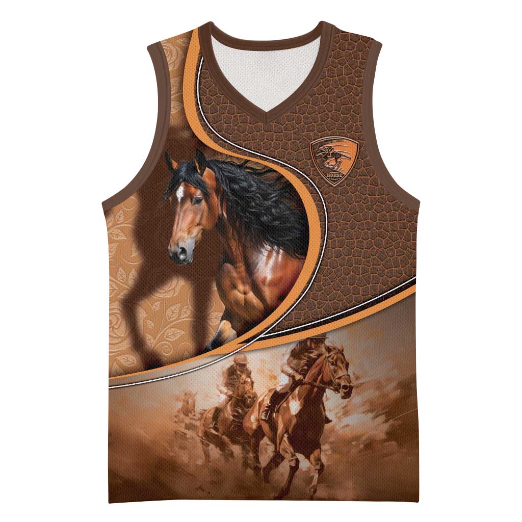 Personalized Horse Racing Basketball Jersey Royal Race Leather Effect