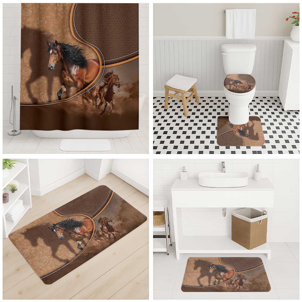 Horse Racing Bathroom Set Royal Race Leather Effect