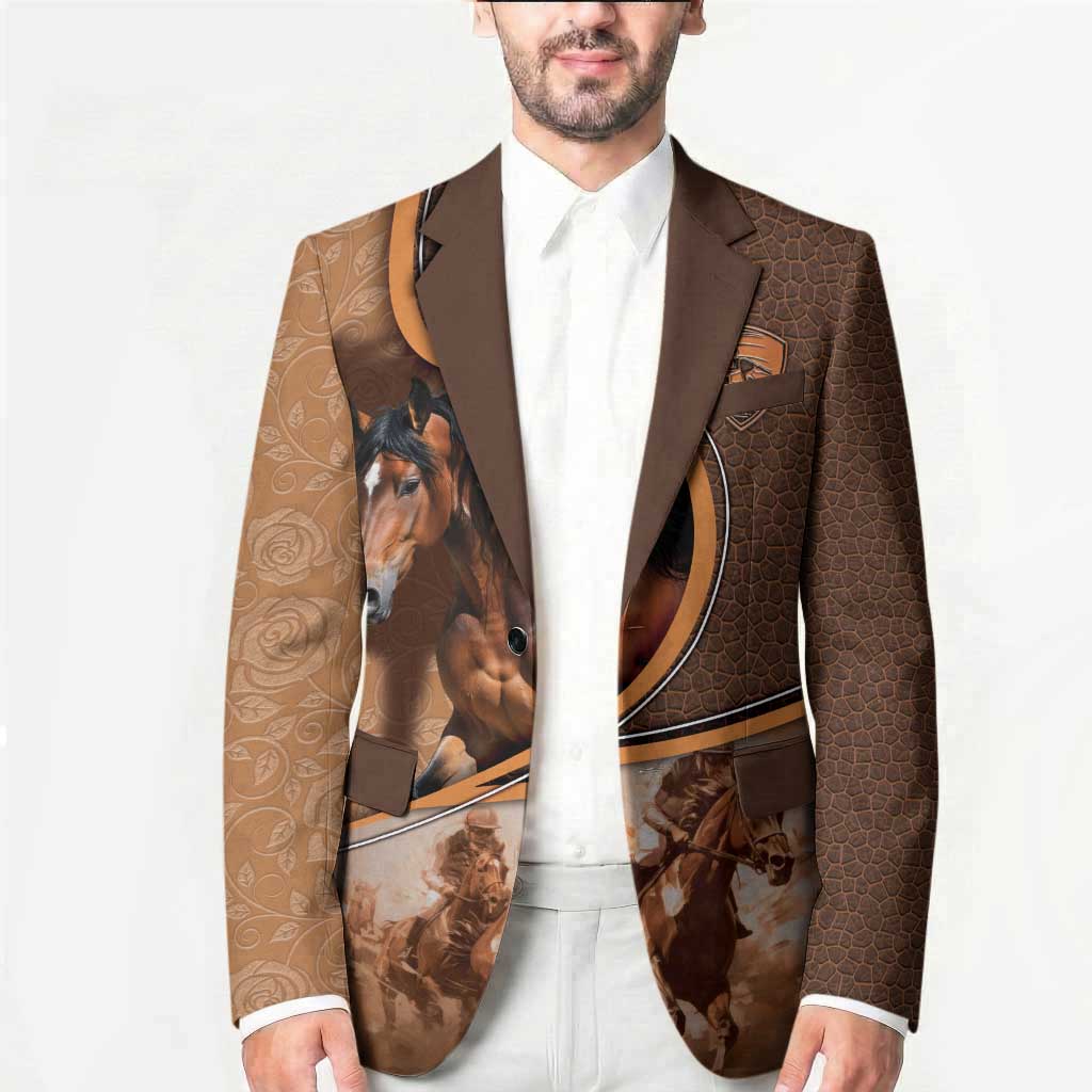 Personalized Horse Racing Blazer Royal Race Leather Effect