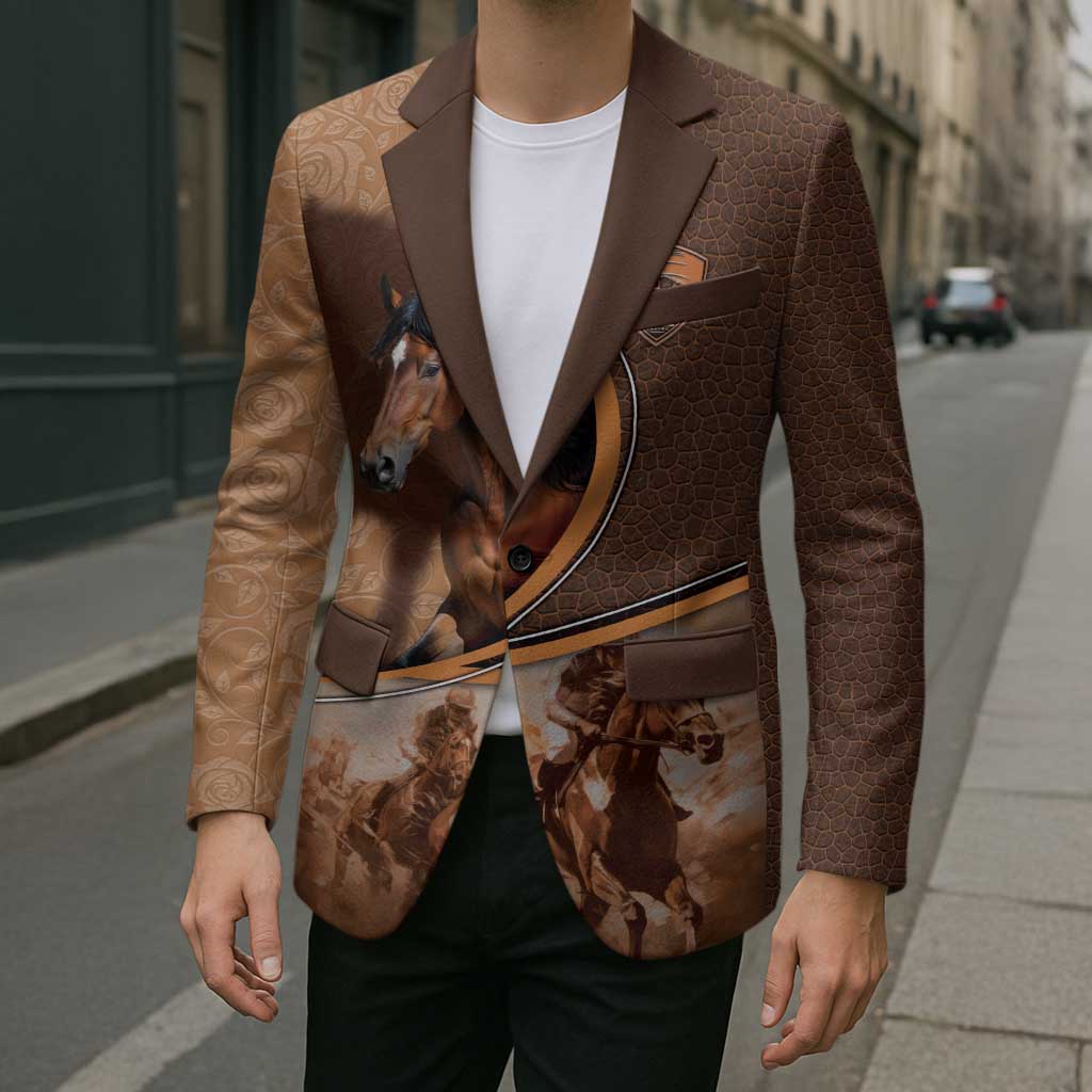 Personalized Horse Racing Blazer Royal Race Leather Effect