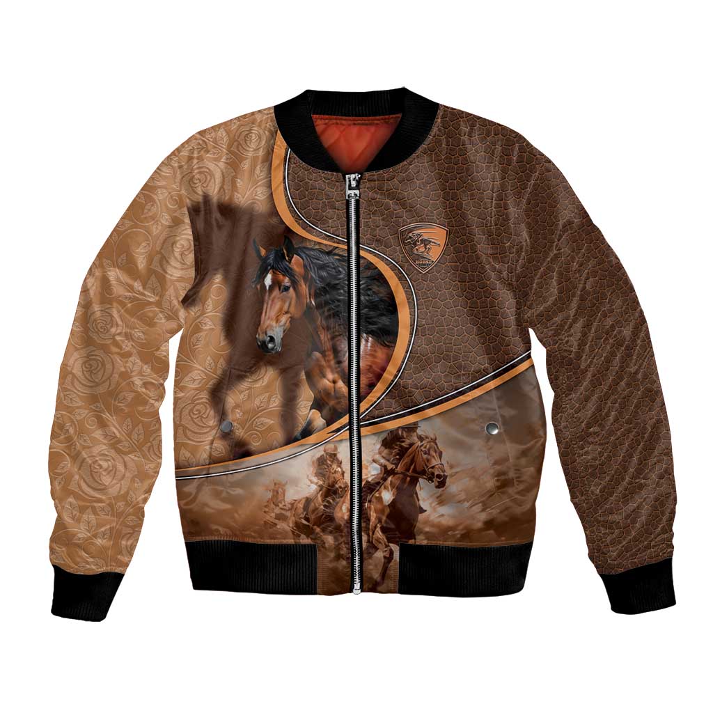 Personalized Horse Racing Bomber Jacket Royal Race Leather Effect