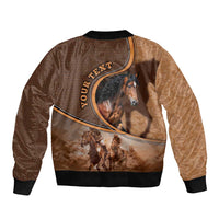 Personalized Horse Racing Bomber Jacket Royal Race Leather Effect