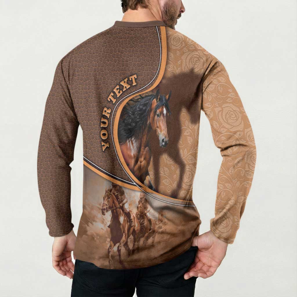 Personalized Horse Racing Button Sweatshirt Royal Race Leather Effect