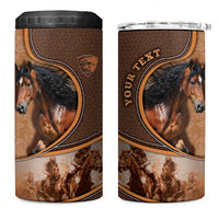 Personalized Horse Racing 4 in 1 Can Cooler Tumbler Royal Race Leather Effect