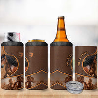 Personalized Horse Racing 4 in 1 Can Cooler Tumbler Royal Race Leather Effect