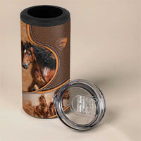 Personalized Horse Racing 4 in 1 Can Cooler Tumbler Royal Race Leather Effect