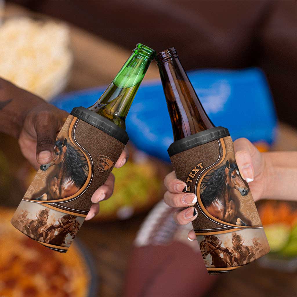 Personalized Horse Racing 4 in 1 Can Cooler Tumbler Royal Race Leather Effect