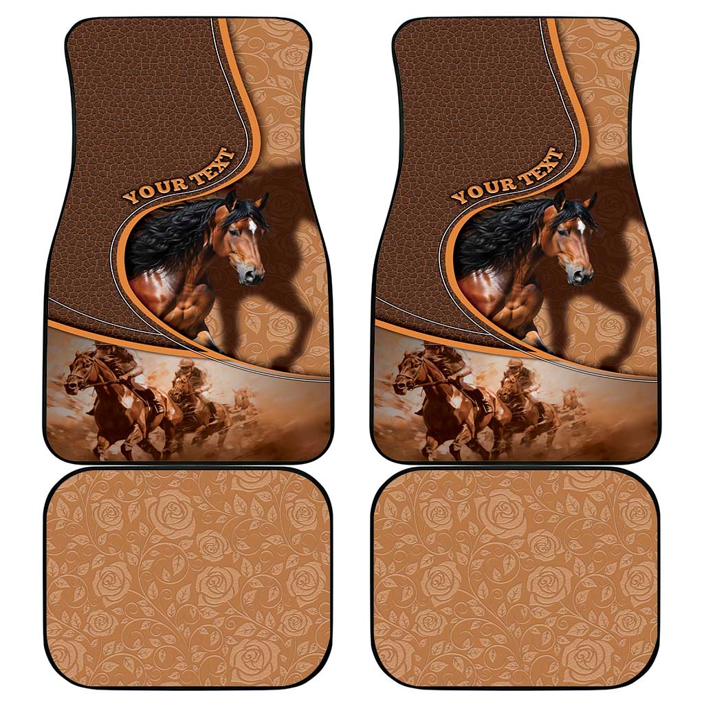 Personalized Horse Racing Car Mats Royal Race Leather Effect