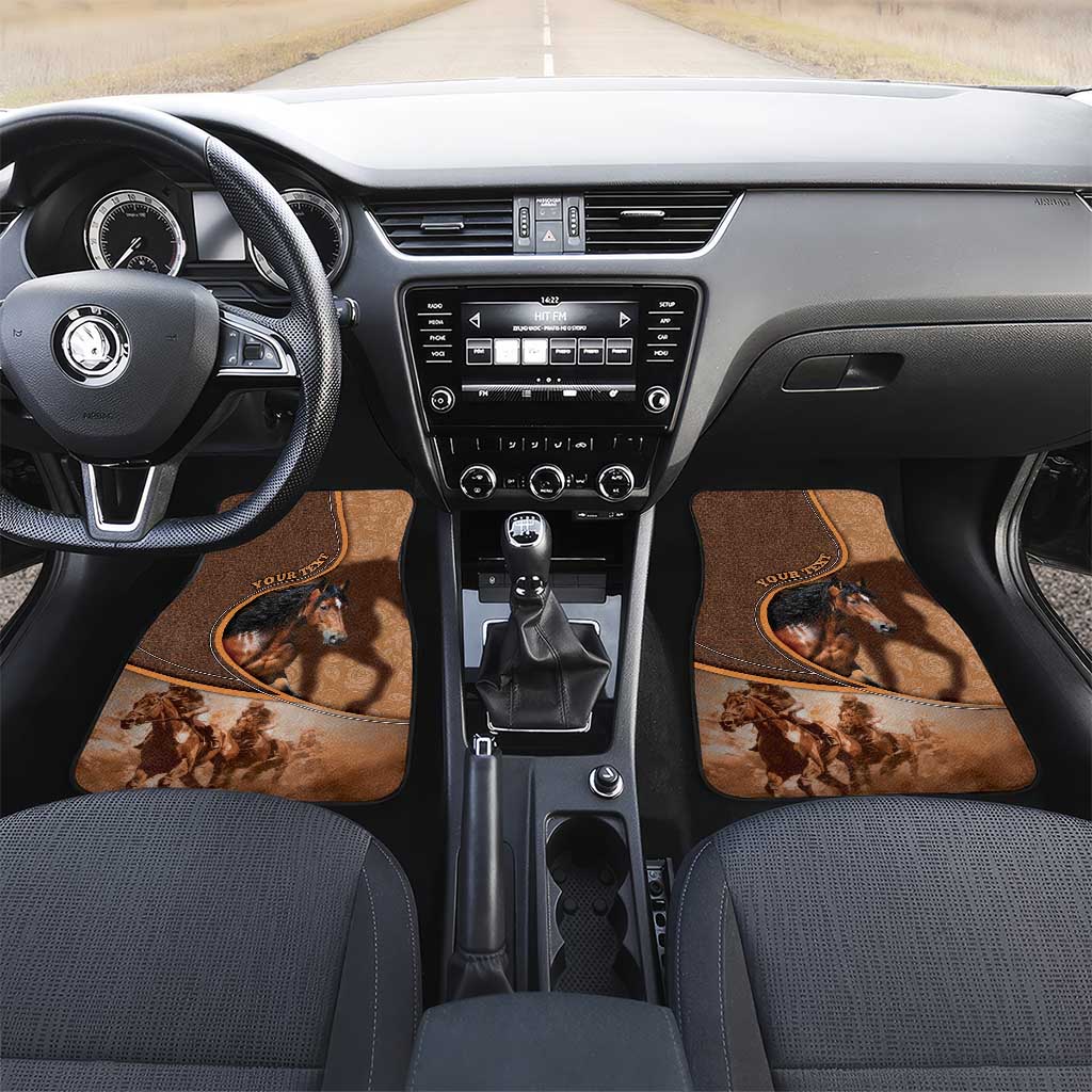 Personalized Horse Racing Car Mats Royal Race Leather Effect