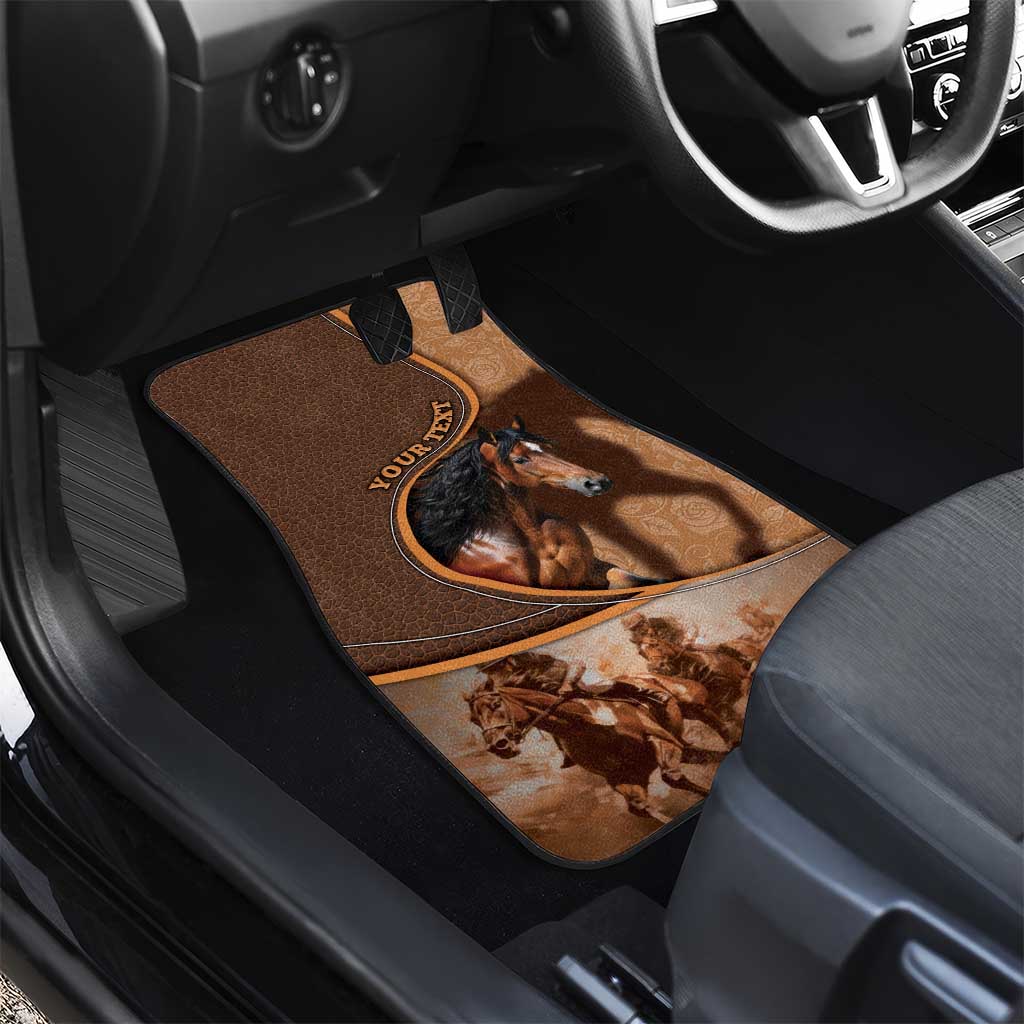 Personalized Horse Racing Car Mats Royal Race Leather Effect